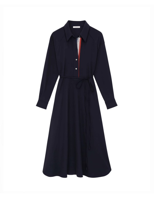 Beatrice B. Crepe shirt dress with contrast details