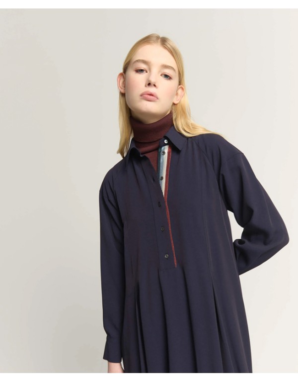 Beatrice B. Crepe shirt dress with contrast details