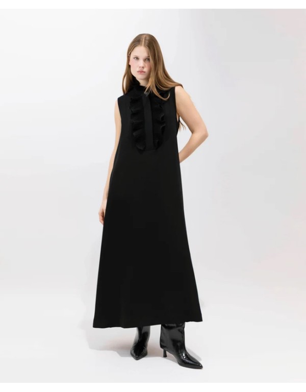 Psophía Long dress with ruffled bib