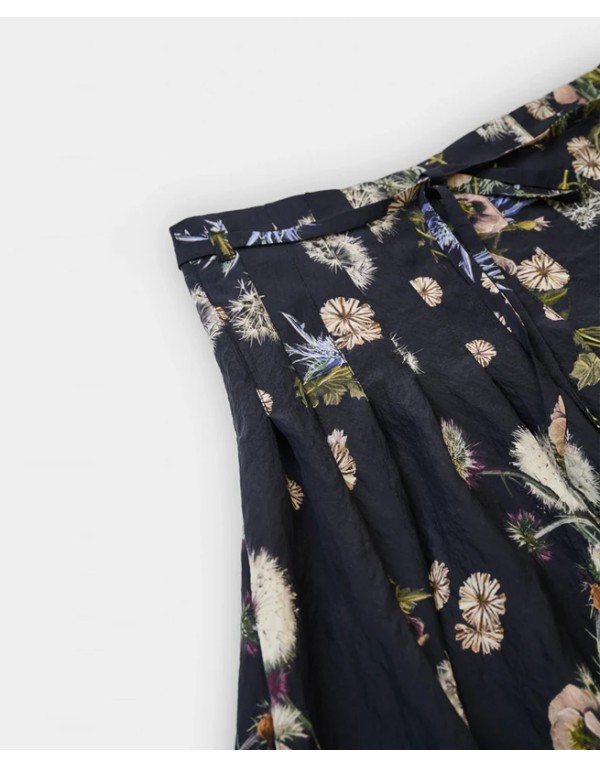 Psophía Fluid midi skirt in dandelion printed silk fabric