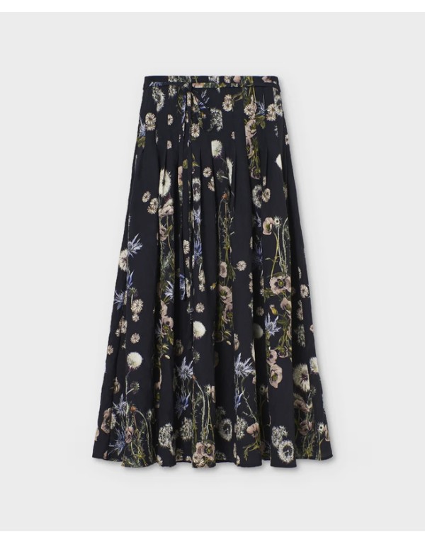 Psophía Fluid midi skirt in dandelion printed silk fabric