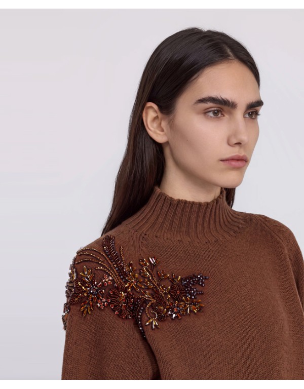 Ermanno Firenze High neck sweater with jewel detail
