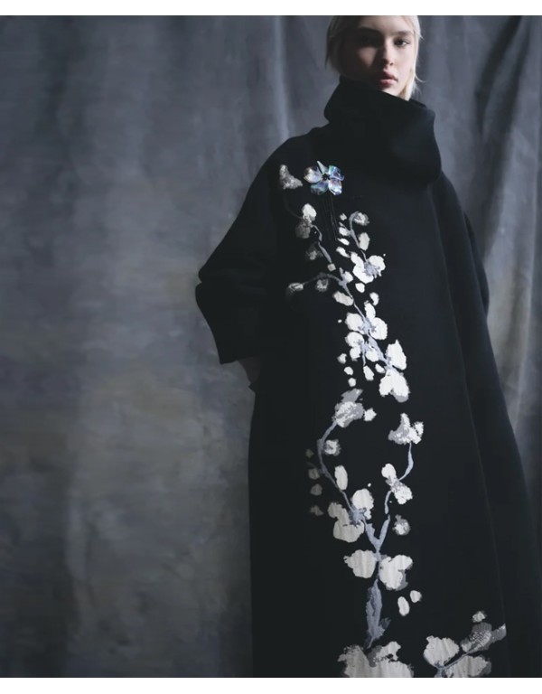 Psophía Jacquard coat with wool