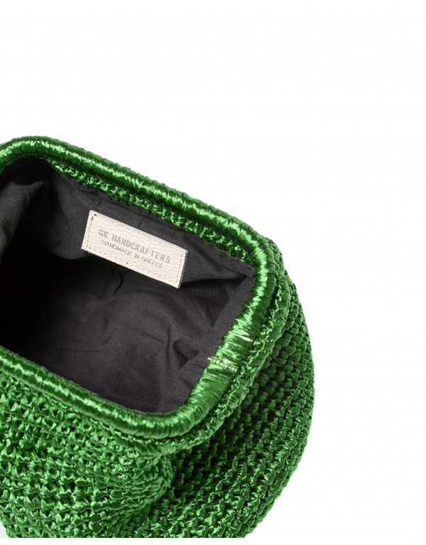 G&K handcrafters Πράσινο ψάθινo clutch