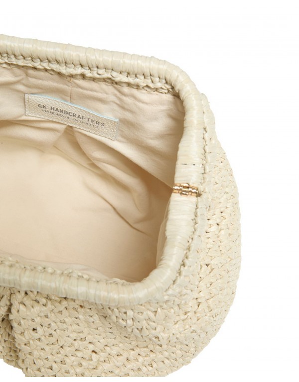 G&K handcrafters Ιβουάρ ψάθινo Pappillon clutch