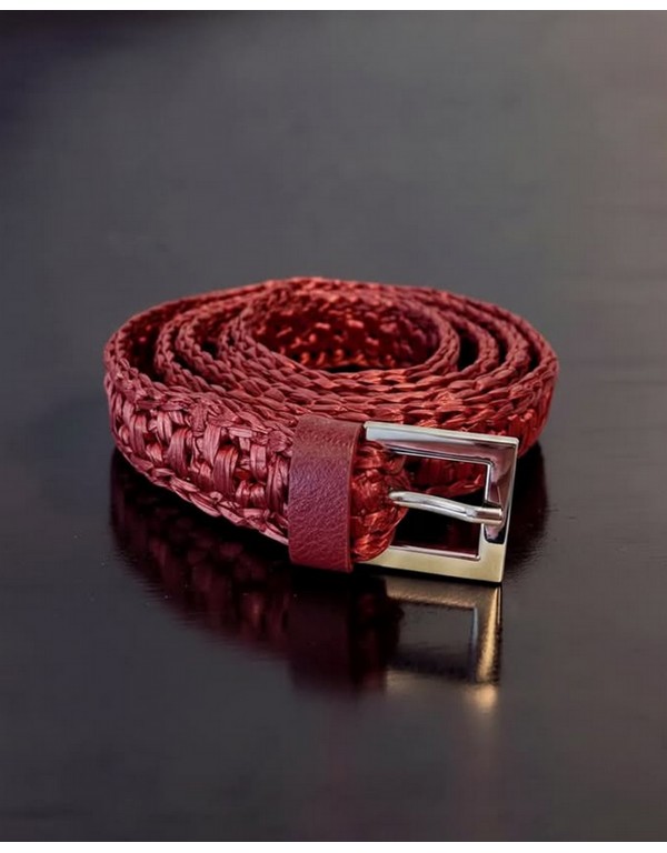 G&K handcrafters Χειροποίητη κόκκινη πλεκτή ζώνη από Ραφία 