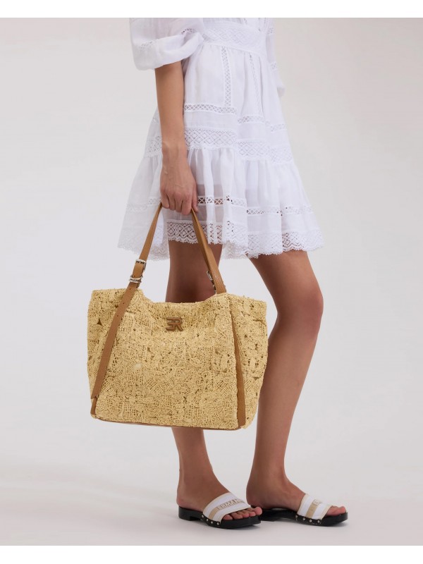 Ermanno Firenze Μεγάλη  tote bag με εφέ δαντέλας