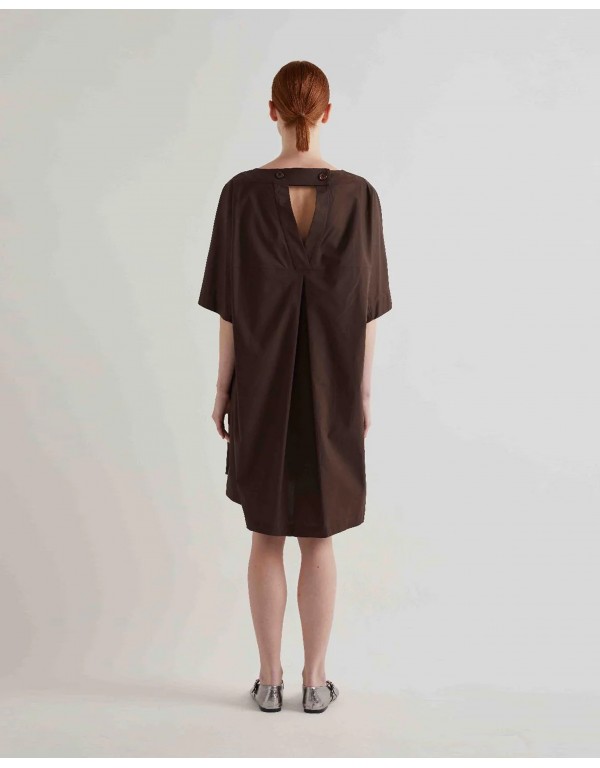 MeiMeij Oversize καφέ βαμβακερό φόρεμα 