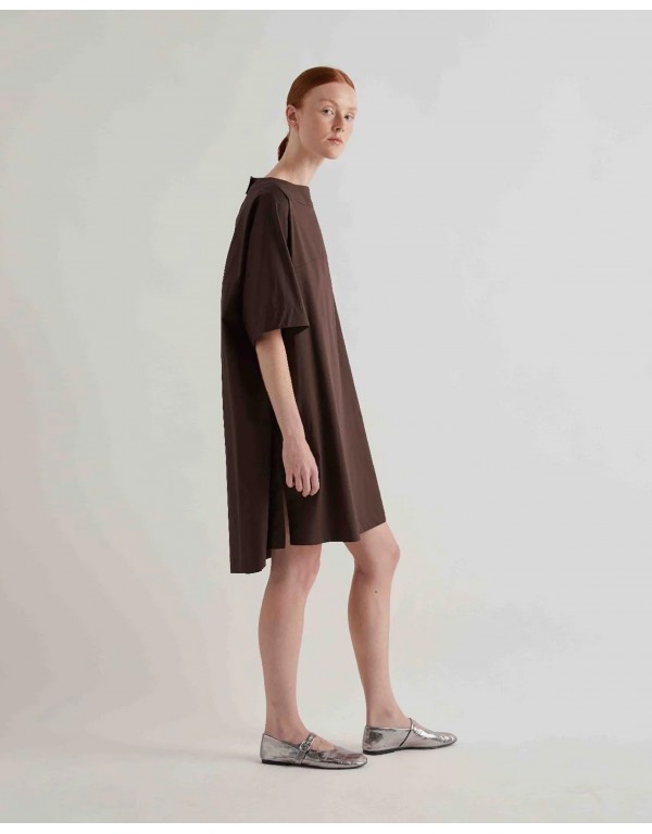 MeiMeij Oversize καφέ βαμβακερό φόρεμα 