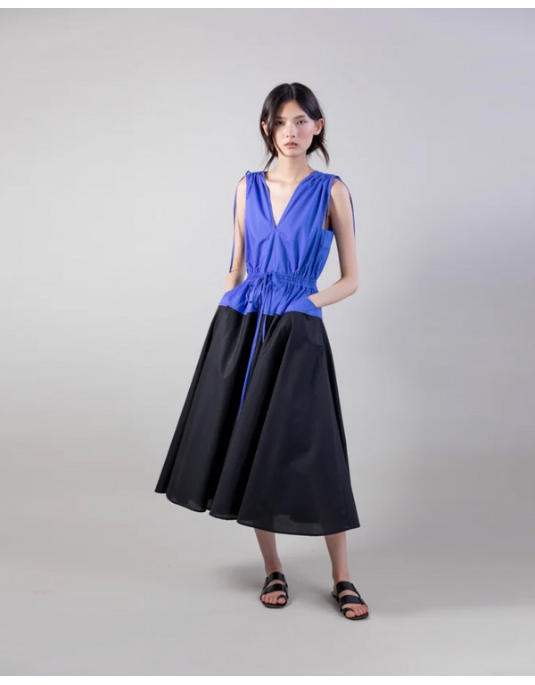 P Sophía Colorblock midi αμάνικο φόρεμα