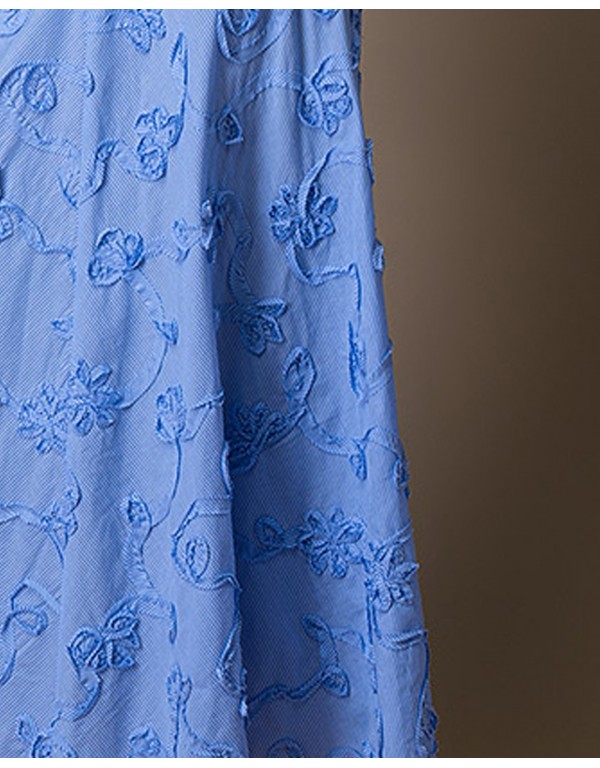 Liana Camba Floral Embossed Maxi Striped Skirt