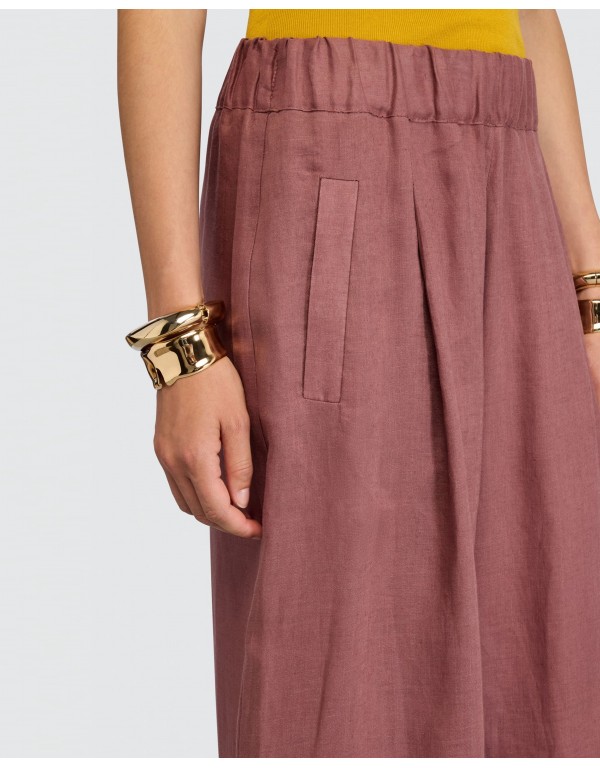 Semicouture Terracotta linen wide leg trousers