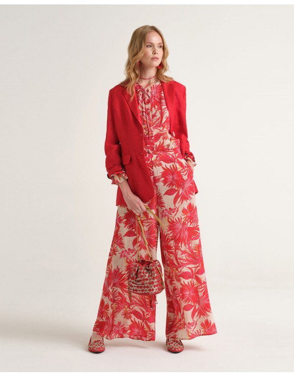 Maliparmi Κόκκινο παντελόνι floral