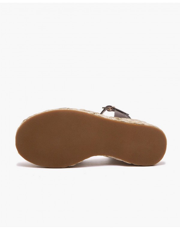 Emanuelle Vee Platform with leather and raffia
