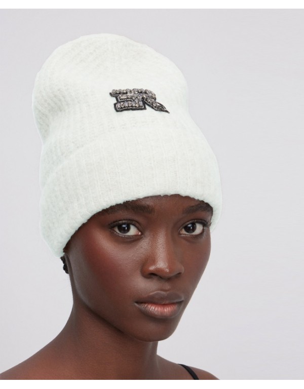 Ermanno Firenze Σκούφος με μείγμα απλακά και logo με πέτρες