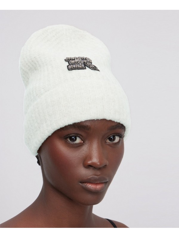 Ermanno Firenze Σκούφος με μείγμα απλακά και logo με πέτρες