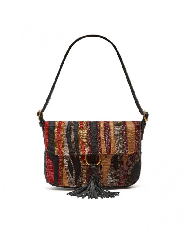 Maliparmi Μικρή τσάντα ώμου με κέντημα φλόγας