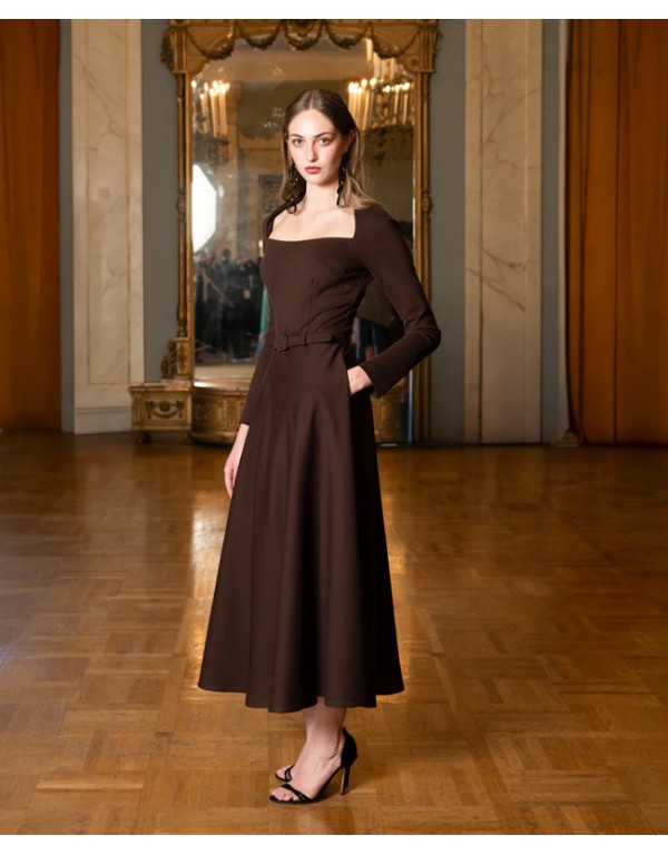 Vassilis Zoulias μακρύ καφέ φόρεμα