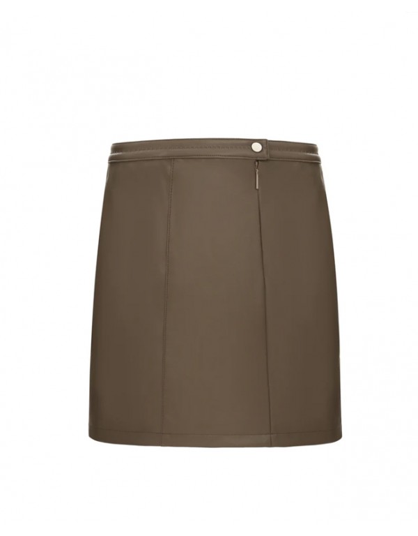 Urbancode Faux Leather Mini Skirt in Praline