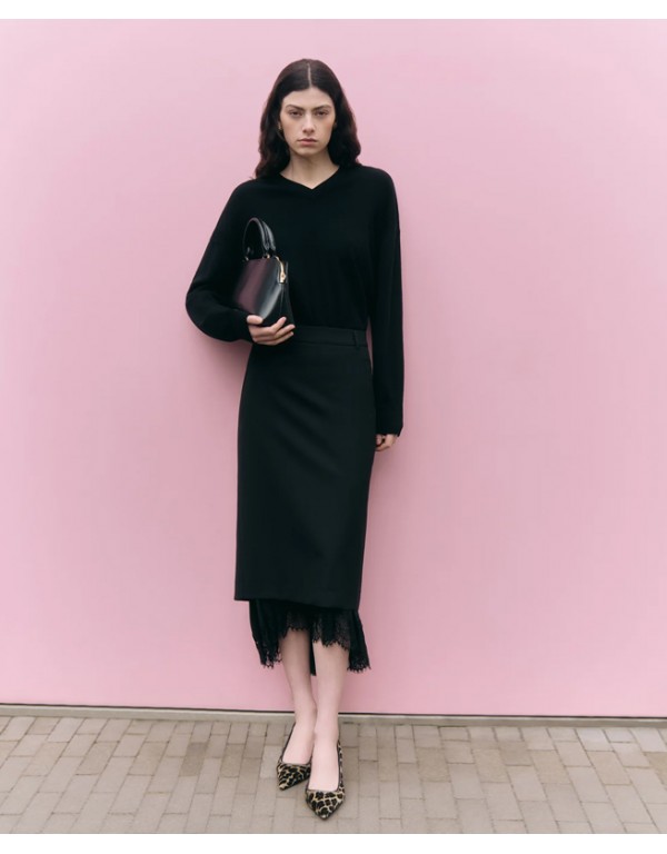 Semicouture Φούστα pencil με λεπτομέρεια δαντέλας