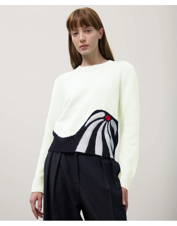 Beatrice b. Πουλόβερ με κεντημένο μεγάλο λουλούδι