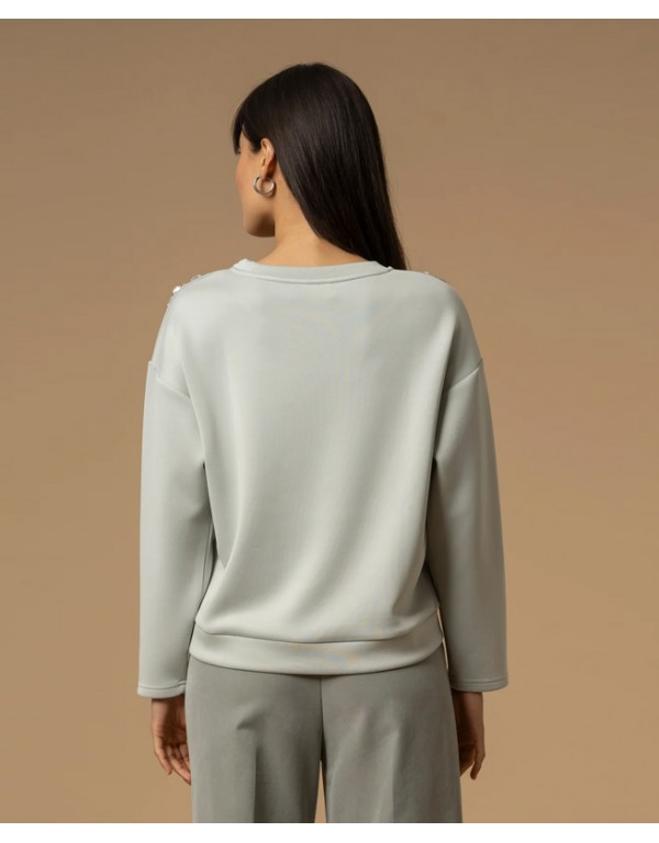 Kocca Casual elegant round neck beaded sweatshirt 