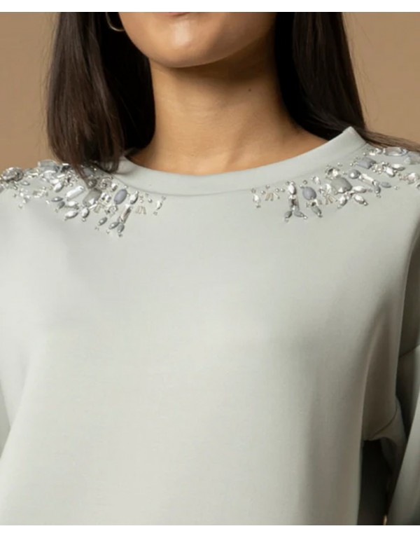 Kocca Casual elegant round neck beaded sweatshirt 