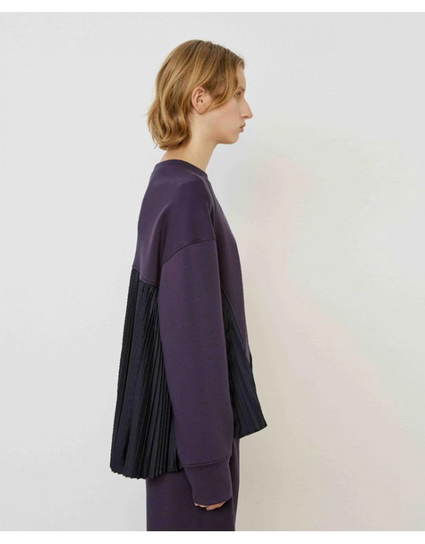 Mei Mei Blouse with pleated insert on the back in blue