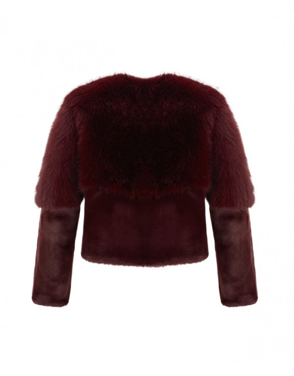 Urbancode Faux fur jacket, burgundy color