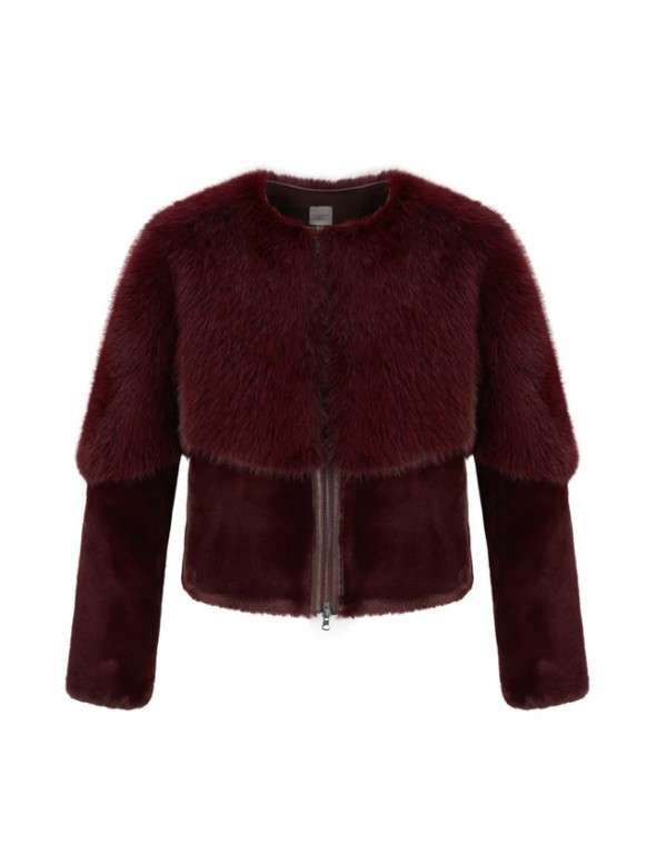 Urbancode Faux fur jacket, burgundy color