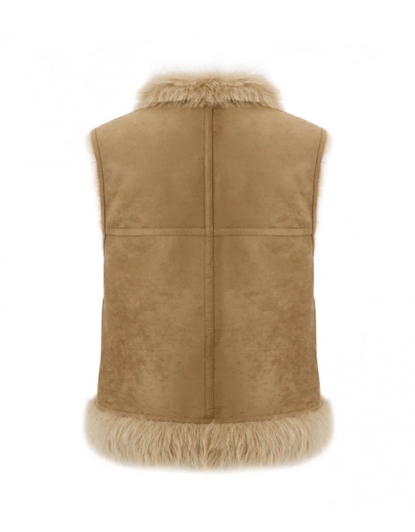 Urbancode γιλέκο διπλής όψης με κουκούλα, χρώμα μπεζ