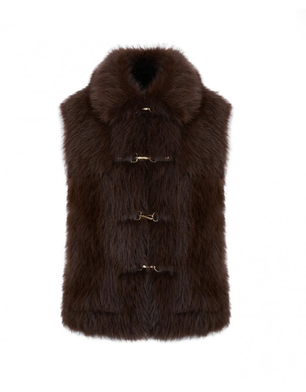 Urbancode reversible vest with hood, brown color