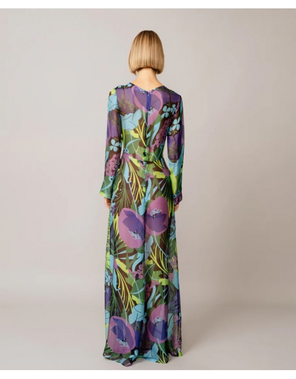 Vassilis Zoulias Round neckline maxi floral dress