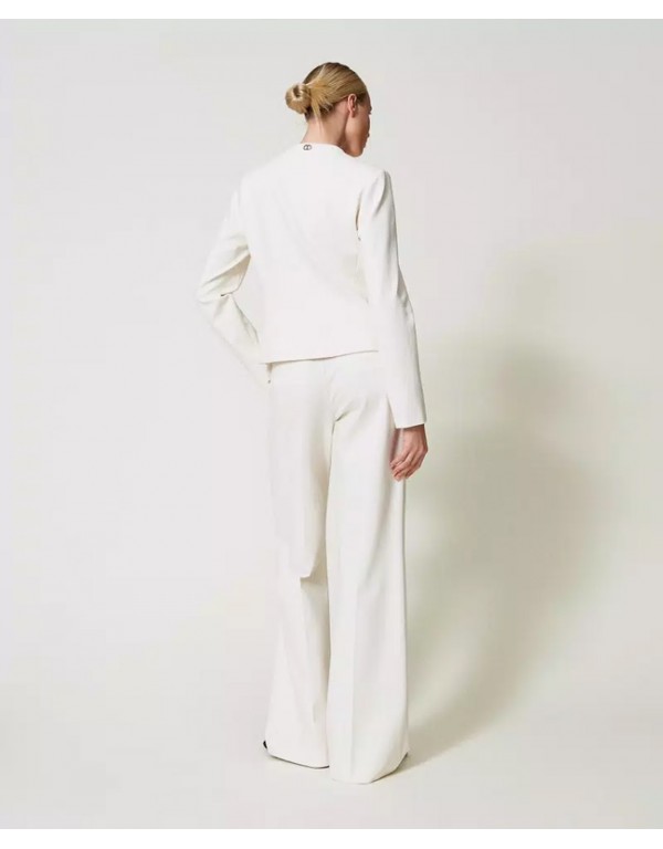 Wide leg trousers with jewel buttons