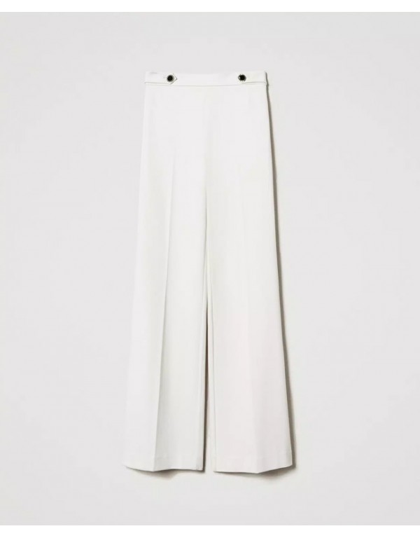 Wide leg trousers with jewel buttons
