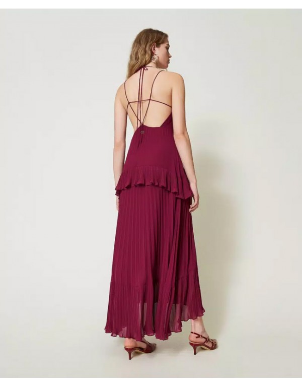 Long pleated georgette dress