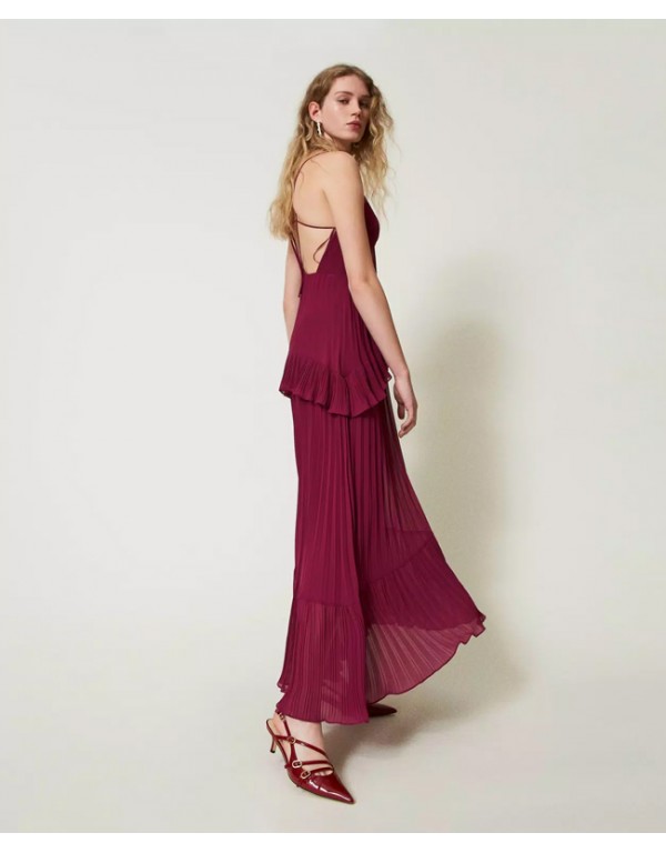 Long pleated georgette dress