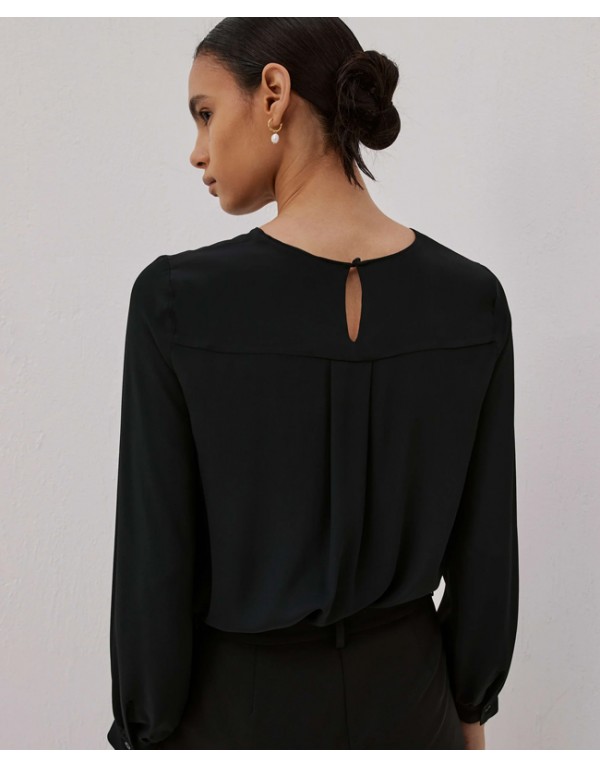 Beatrice B Μαύρη Silk Blend Μπλούζα