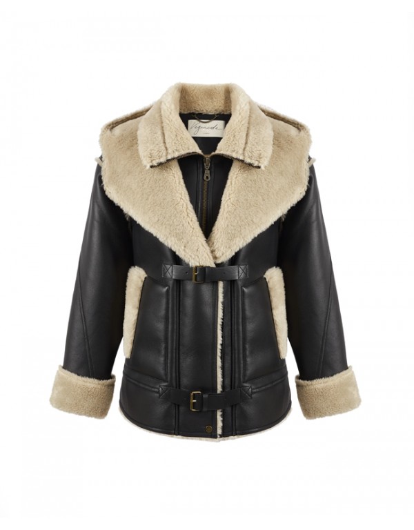 Vegancode Faux Leather Aviator in Black/Biscuit