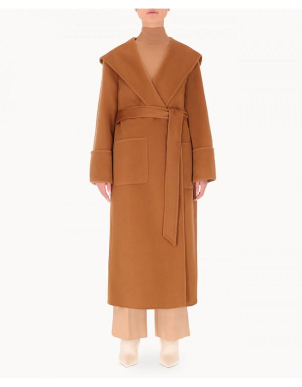 ANFINY Woolen robe coat in camel