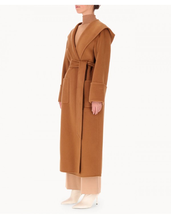 ANFINY Woolen robe coat in camel