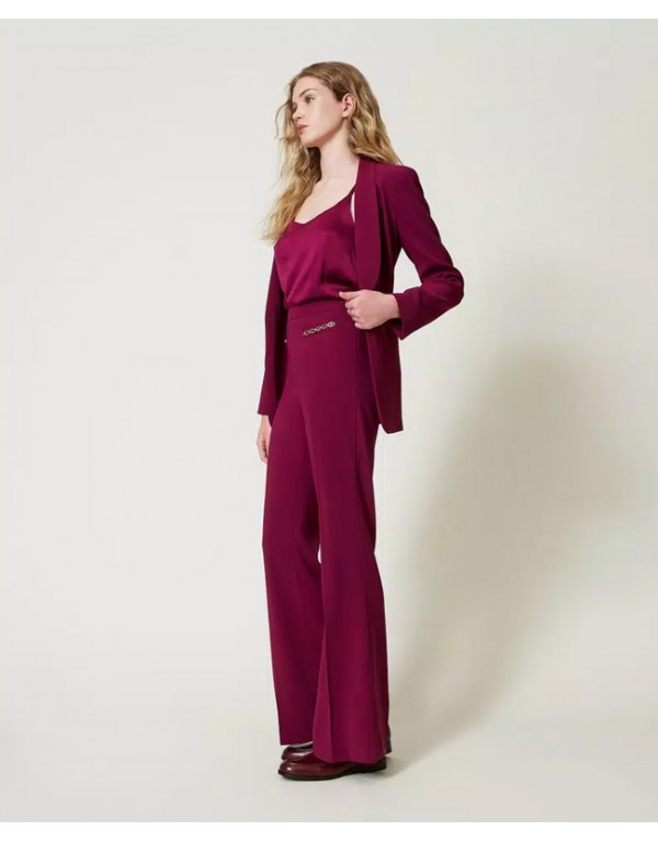 Flared trousers with Oval T chain