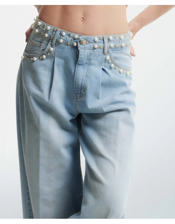 Kocca Wide leg τζιν με διακοσμητικές χάντρες