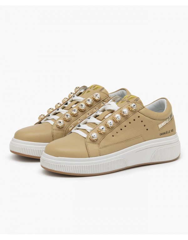 Beige Leather Sneakers
