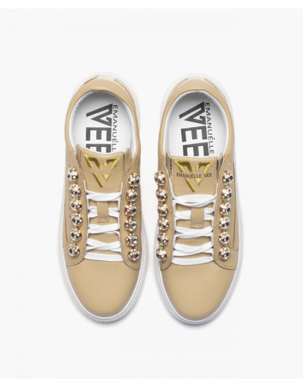 Beige Leather Sneakers
