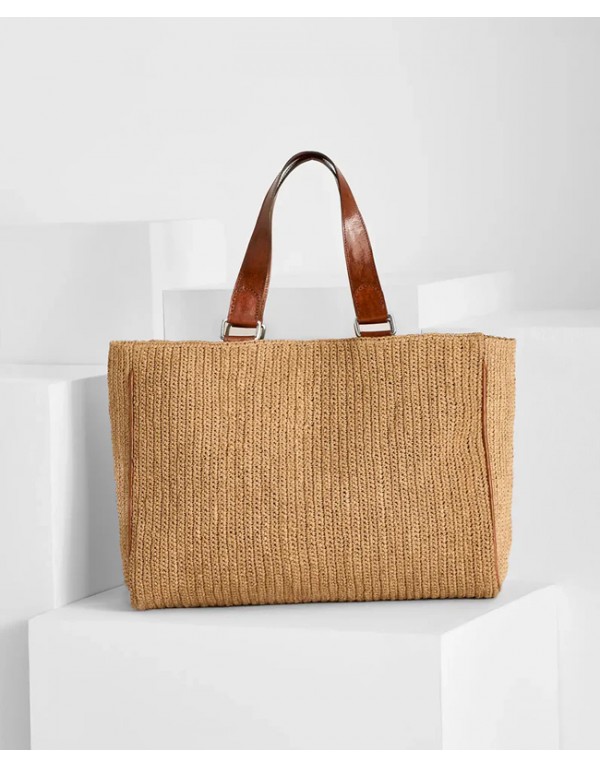 Large shopping bag with raffia Large shopping bag with raffia