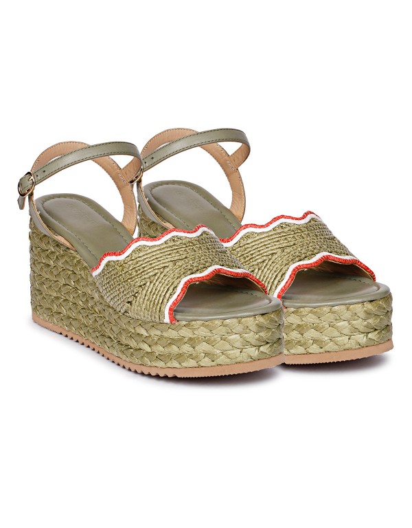Sandal raffia Multi green