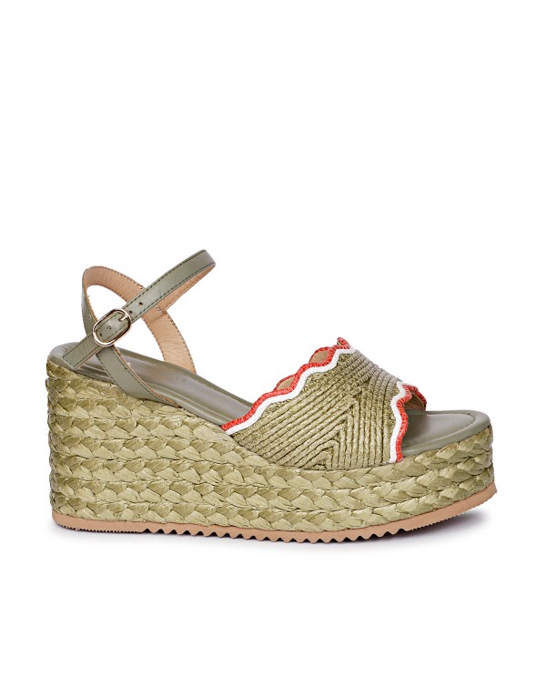 Sandal raffia Multi green