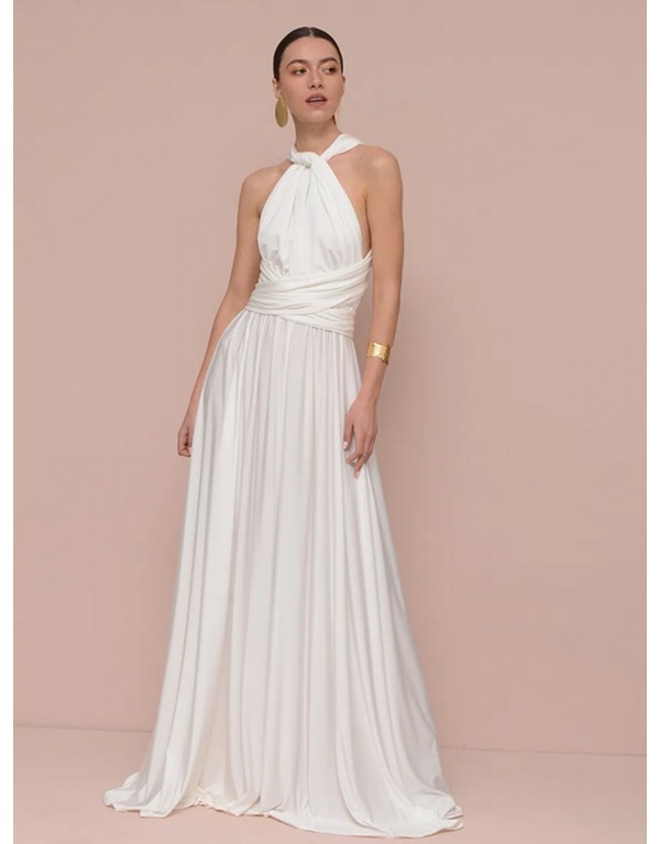 Λευκό μακρύ πολυμορφικό φόρεμα
