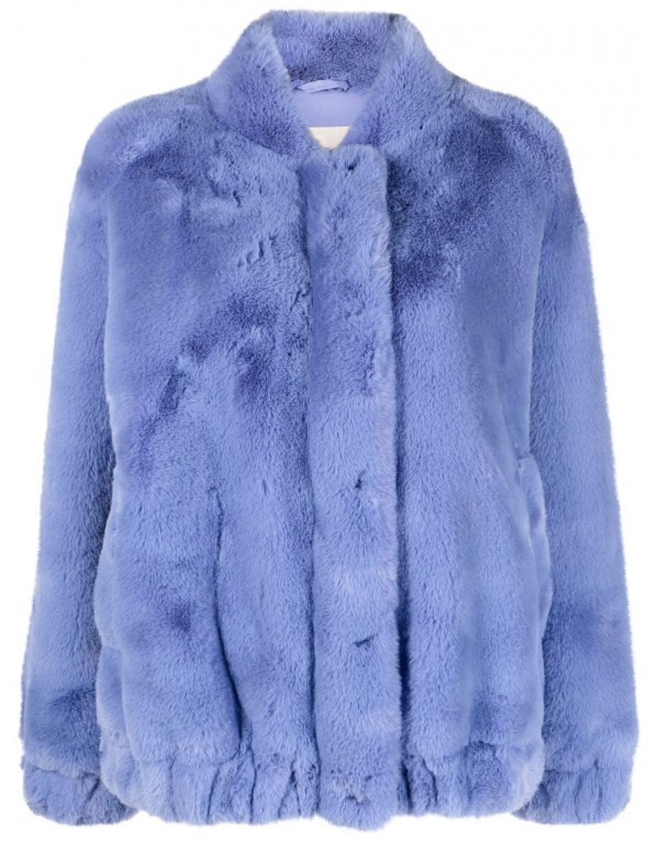 Faux-fur bomber jacket βιολετί